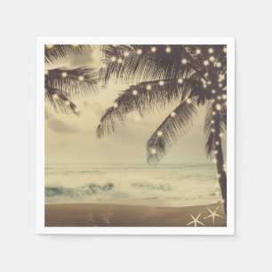 Vintager Strand Palmen und Lichter Hochzeiten Serviette