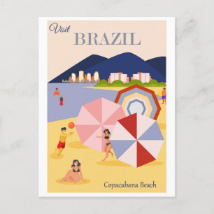 Vintager Strand Rio de Janeiro Brasilien Copacaban Postkarte
