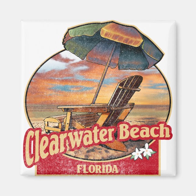 Vintager Strand von Clearwater Beach Florida Magnet (Vorne)