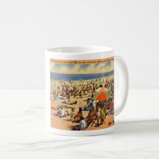 Vintager Strand von Nantasket, Massachusetts Kaffeetasse (VorderseiteRechts)