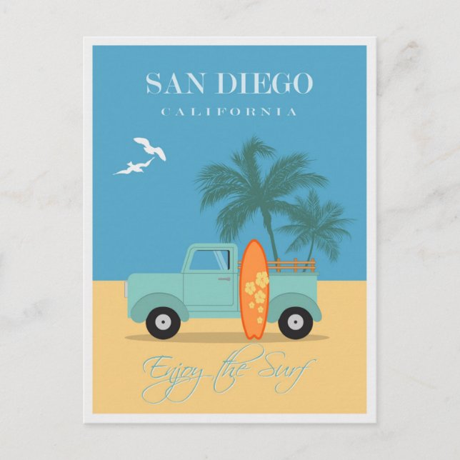 Vintager Strand von San Diego Postkarte (Vorderseite)