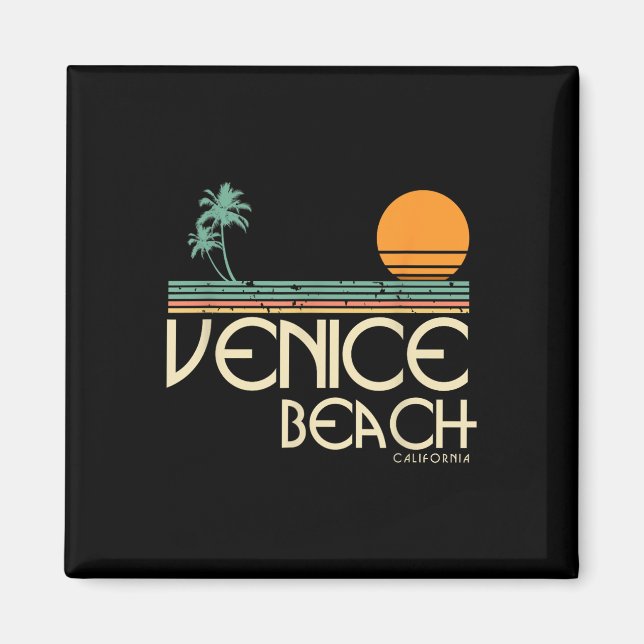 Vintager Strand von Venedig Magnet (Vorne)