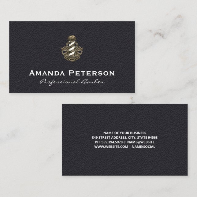 Vintager Streifen | Lederuntergrund Visitenkarte (Vorne/Hinten)