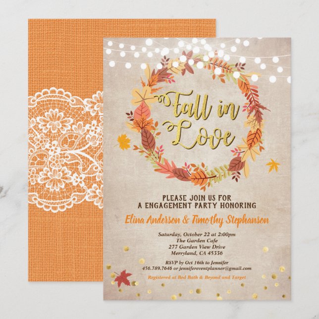 Vintager Sturz des Kampfes der Liebe Einladung (Vorne/Hinten)