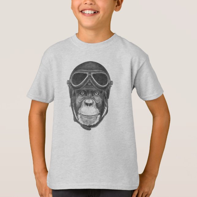 Vintager Sturzhelm-Schimpanse T-Shirt (Vorderseite)
