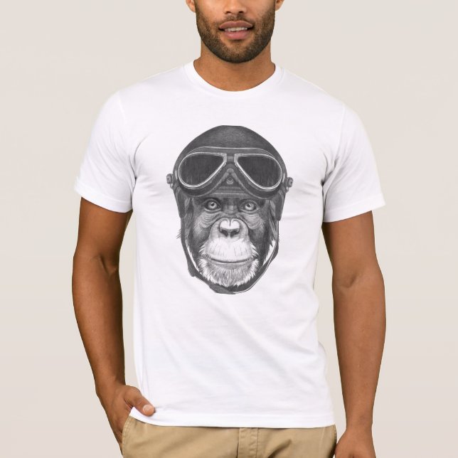 Vintager Sturzhelm-Schimpanse T-Shirt (Vorderseite)