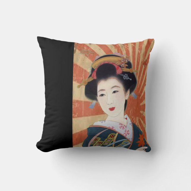 Vintager Sun Rays den japanischen Retro Geisha Kissen (Vorderseite)