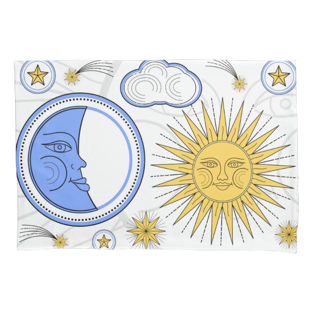 Vintager Sun und Mond Kissenbezug (Vorderseite)