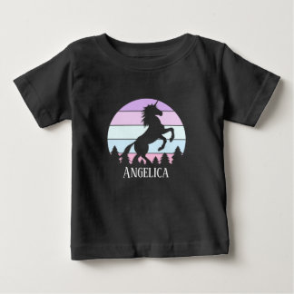 Vintager Sunset Unicorname Geburtsdatum Baby T-shirt