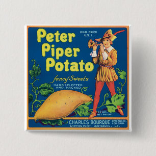 Vintager süße Kartoffel-Nahrungsmittel-Aufkleber Button