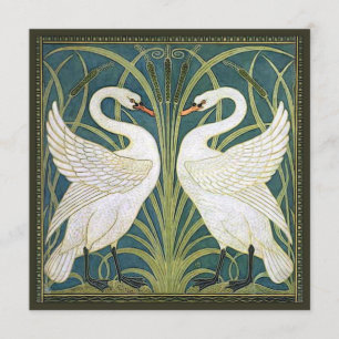 Vintager Swans Square Hochzeitsempfang Einladung
