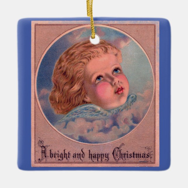Vintager Sweet Angel Face Keramik Ornament (Vorderseite)