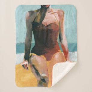 Vintager Swim - roter Badeanzug Sherpadecke