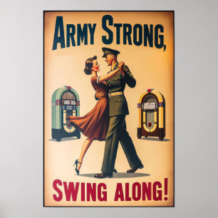 Vintager Swing-Tanzgesang für den Militärdienst Poster