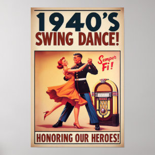 Vintager Swing-Tanzgesang für den Militärdienst Poster