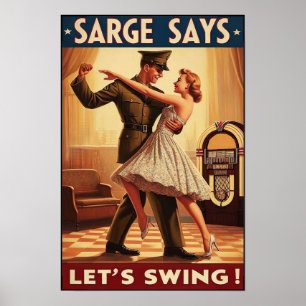 Vintager Swing-Tanzgesang für den Militärdienst Poster