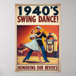 Vintager Swing-Tanzgesang für den Militärdienst Poster