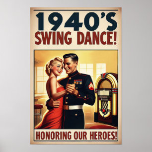 Vintager Swing-Tanzgesang für den Militärdienst Poster