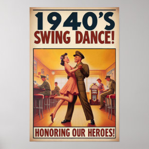 Vintager Swing-Tanzgesang für den Militärdienst Poster
