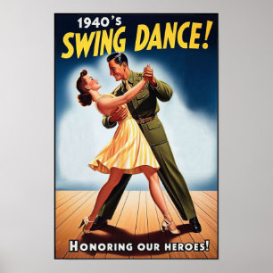 Vintager Swing-Tanzgesang für den Militärdienst Poster