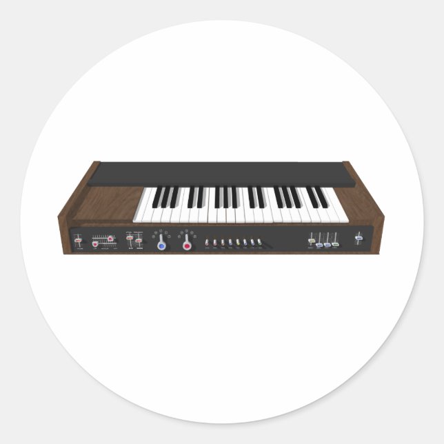 Vintager Synthesizer: 3D-Modell: Runder Aufkleber (Vorderseite)