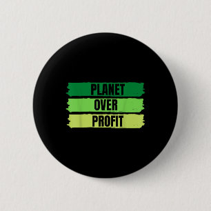 Vintager T - Shirt 2022 Planet Over Profit Earth D Button