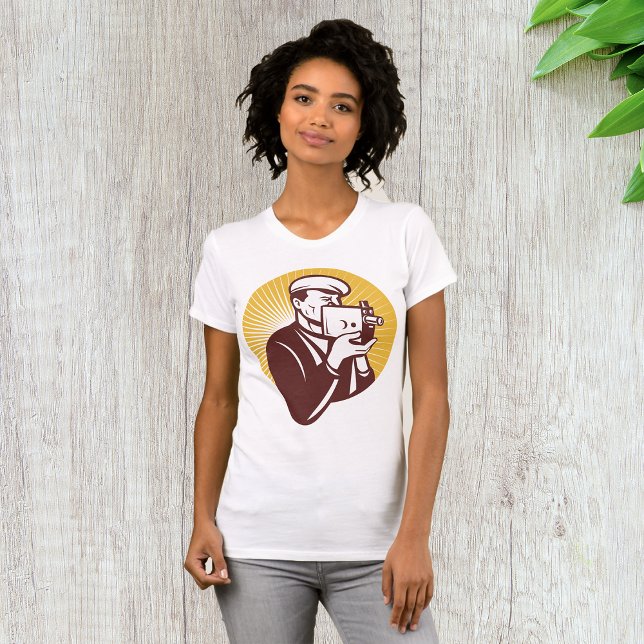 Vintager T - Shirt der Frauen in Kameraman (Von Creator hochgeladen)
