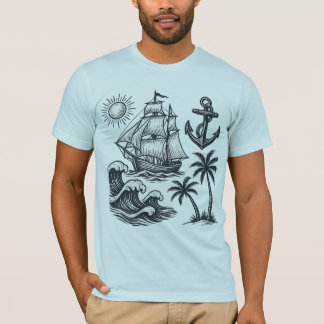 Vintager T - Shirt mit Sonnenuntergang