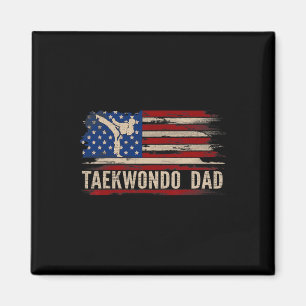 Vintager Taekwondo-Vater American Usa Flag Sports  Magnet
