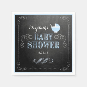 Vintager Tafel-Blick-blaue Wagen-Baby-Dusche Serviette