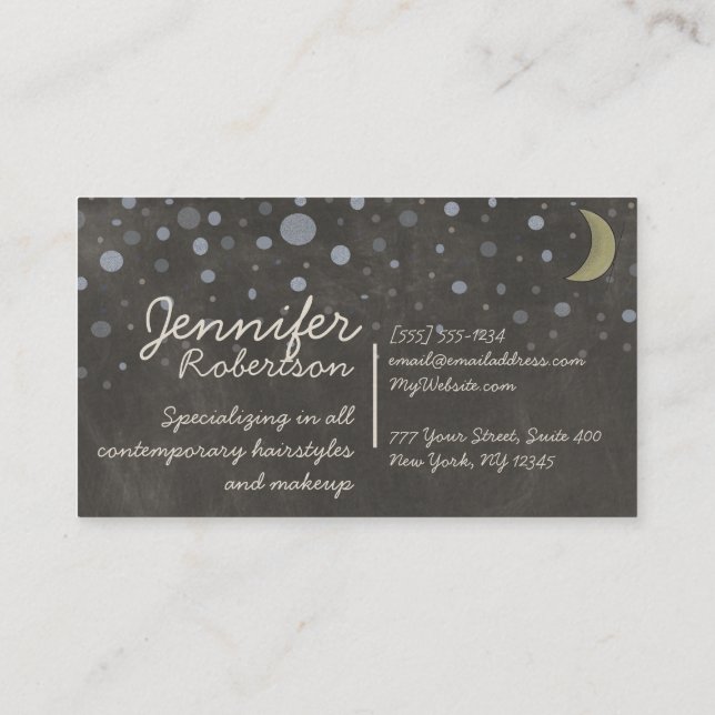 Vintager Tafel-Entwurf mit Sternen und Mond Visitenkarte (Rückseite)