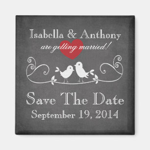 Vintager Tafel-Liebe-Vogel-Save the Date Magnet