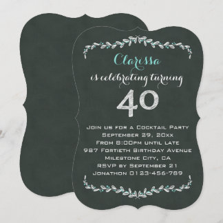 Vintager Tafel-Lorbeer-40. Geburtstags-Party Einladung