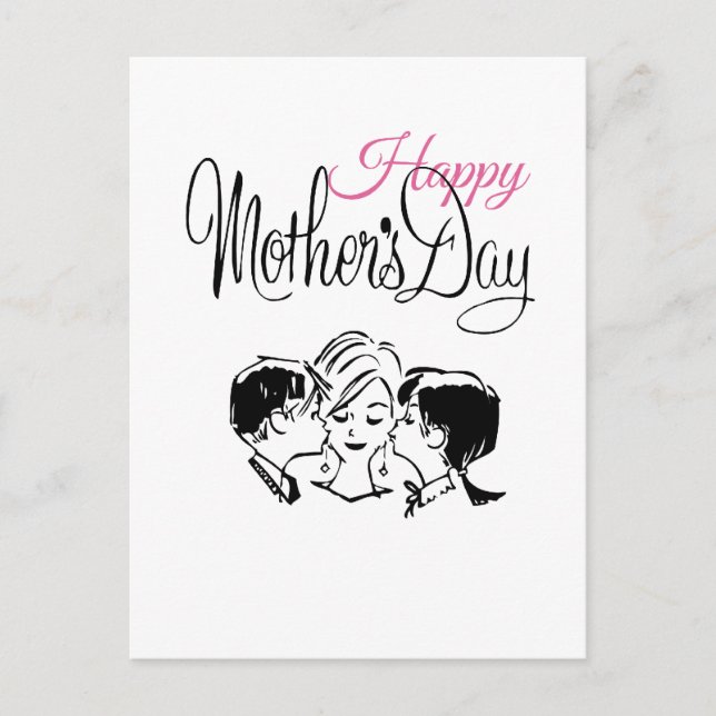 Vintager Tag der glücklichen Mutter! Postkarte (Vorderseite)