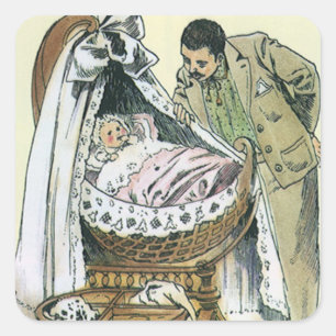 Vintager Tag der glücklichen Väter, Viktorianische Quadratischer Aufkleber