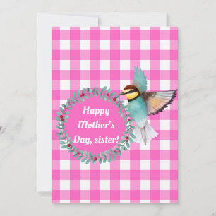 Vintager Tag der Rosa-Wasserfarben-Vogelschwesterm Feiertagskarte