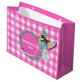 Vintager Tag der Rosa-Wasserfarben-Vogelschwesterm Große Geschenktüte