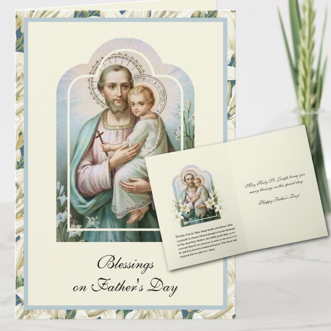 Vintager Tag des religiösen Vaters Karte (St. Joseph is the Patron Saint of Fathers.  May he bless are those who are chosen to lead families.)