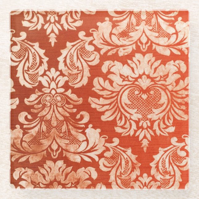 Vintager Tapetenmit blumenhintergrund Glasuntersetzer (Vorderseite)