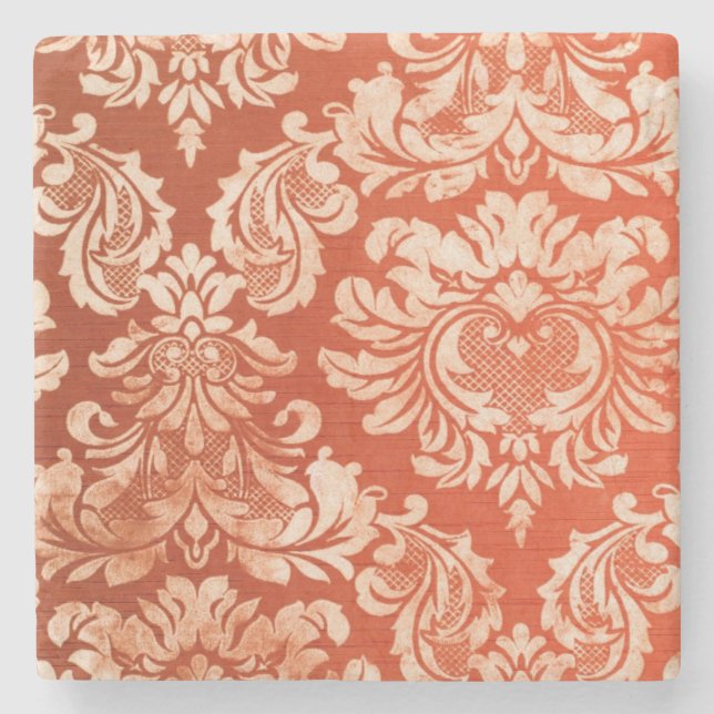 Vintager Tapetenmit blumenhintergrund Steinuntersetzer (Vorderseite)
