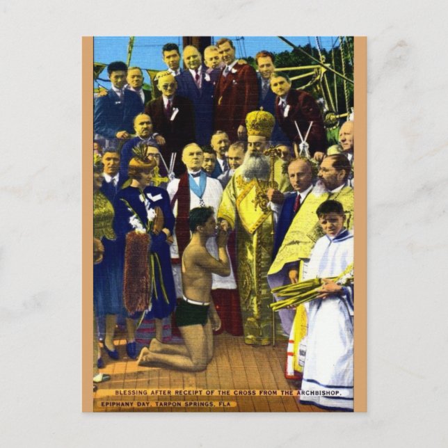 Vintager Tarpon Springs Epiphany Day Postkarte (Vorderseite)