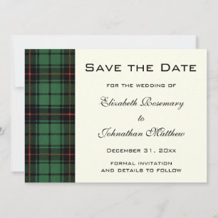 Vintager Tartan, Davidson Moderne Musterhochzeit Save The Date