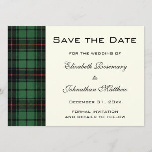 Vintager Tartan, moderne Muster-Hochzeit Davidson Save The Date