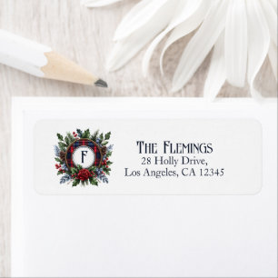 Vintager Tartan Monogram Weihnachtsfeiertag