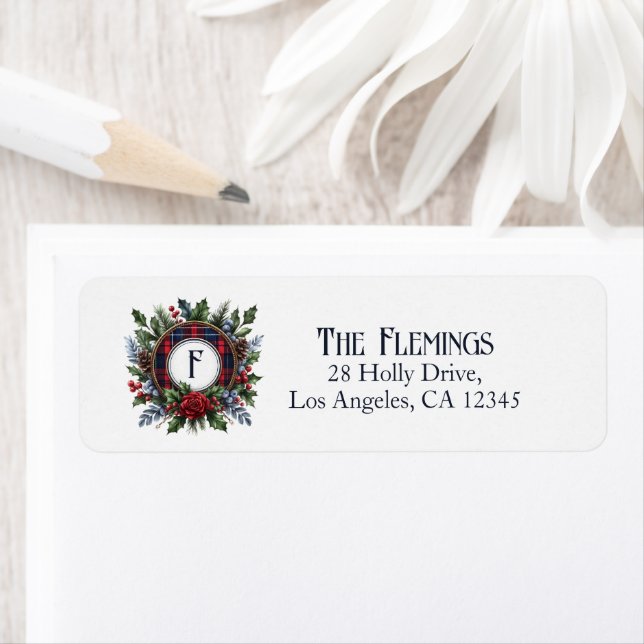 Vintager Tartan Monogram Weihnachtsfeiertag (Insitu)