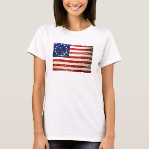 Vintager Tattered amerikanische Flaggen-T - Shirt