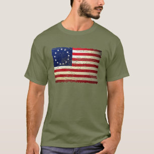 Vintager Tattered amerikanische Flaggen-T - Shirt