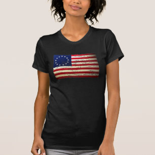 Vintager Tattered amerikanische Flaggen-T - Shirt