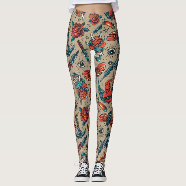 Vintager Tattoo Leggings (Vorderseite)