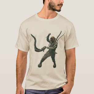 Vintager Taucher mit Tauchsturzhelm einen Aal T-Shirt
